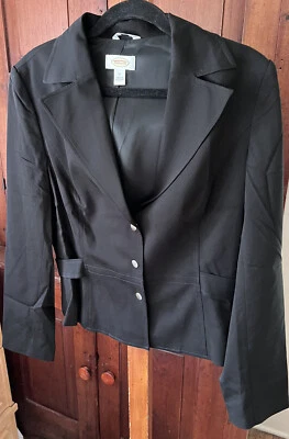Chaqueta de traje forrada para mujer Talbots negra $178 nueva con etiquetas talla 12 elástica cierre de 3 broches Foto 1 de 4