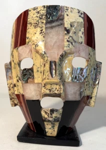 8,5 Zoll groß Vintage mexikanische Maya Azteken Todesbestattung Maske Mosaik Stein Kunst Skulptur - Bild 1 von 8