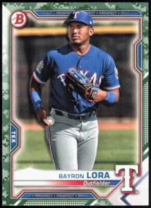 2021 Bowman #BP-139 Bayron Lora Prospects Camo Texas Rangers - Foto 1 di 2