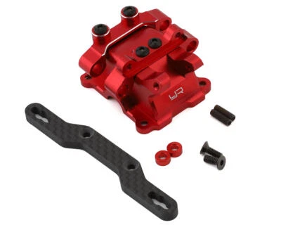 Yeah Racing Tamiya TT-02 Aluminum Gearbox Cover w/Carbon Damper Mount (Red) - Image 1 of 2