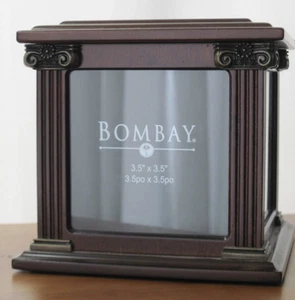 The Bombay Company 2002 Mahogany Wood Photo Box/Album/Holder w/Frames 3.5" Pics - Picture 1 of 10