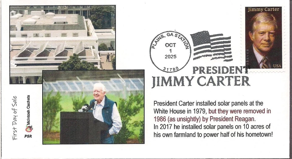 President Jimmy Carter FDC- UO- Plains GA- McIntosh Cachets - Image 1 of 1