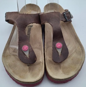 BIRKENSTOCK MAUVE, WAXY LEATHER GIZEH SANDALS - UK 5.5, EUR 39 REGULAR - Picture 1 of 16
