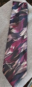 Oscar De La Renta Signature Abstract Floral Mens Tie Black Maroon and Tan - Picture 1 of 3