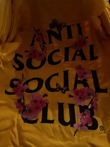 Anti Social Social Club Hoodie (M) Butterfly / Flowers In Gold Kkotch - Rare - Bild 1 von 7