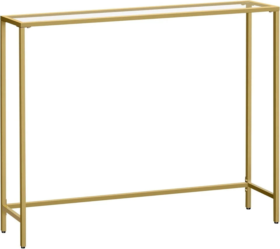 Tempered Glass Console Table Gold VASAGLE Entrance Table Hallway Adjustable Legs - Image 1 of 4