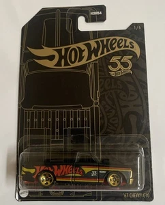 How Wheels '67 Chevy C10 55 Year Black Gold Series Long Card - Picture 1 of 4