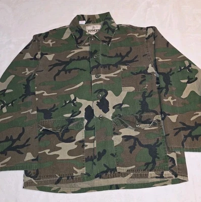 VTG Ranger Shirt Men Large Green Brown Camouflage Cargo Button Up Hunting USA - Image 1 of 4