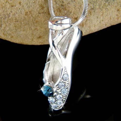 Bailarina Azul Zapatillas Punta Hechas con Cristal Swarovski Zapatos de Ballet Collar Foto 1 de 1