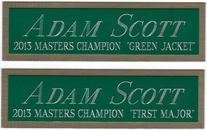 PLACA DE IDENTIFICACIÓN ADAM SCOTT MASTERS AUTOGRAFIADA Firmada PGA BOLSA DE PALOS DE GOLF FOTO PIN BANDERA - Imagen 1 de 1