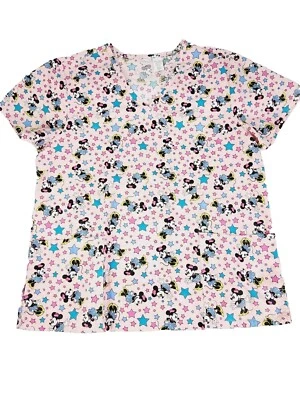 Blusa Médica Disney Minnie Mouse Para Mujer Grande Rosa Manga Corta Bolsillos Foto 1 de 4