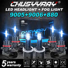 For Chevy Trailblazer 2002-09 8000K Combo 9005 9006 880 LED Headlight Fog Bulbs