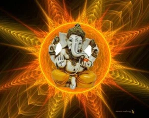 Señor Rajá Ganesh Ganpati Bendición El Dios Elefante Hindú Indio Estatua Colorida - Imagen 1 de 1