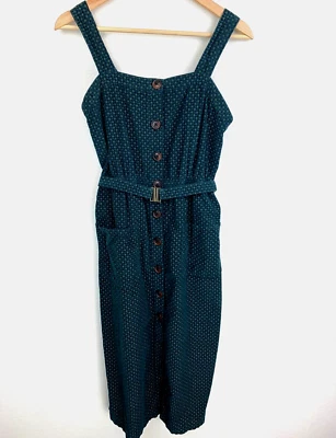 Urban Outfitters Cordelia Printed Corduroy Midi Dress Size Medium S Green Cotton - Image 1 of 4