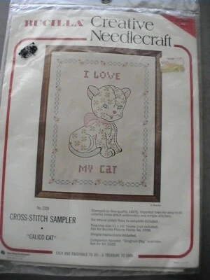 Bucilla 10" x  13" I Love My Cat" Cross Stitch Sampler 2328 Creative Needlecraft - Image 1 of 2