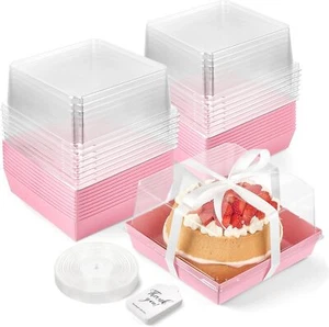 Paper Cake Boxes with Clear Lids, 40 Pack Disposable Bakery Boxes - Picture 1 of 7