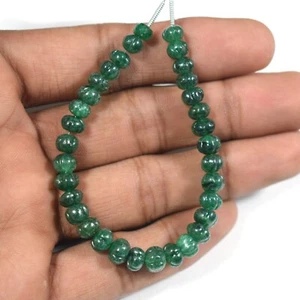 5-7MM A++ Russian Emerald Rondelle Hand Carved Gemstone 6" Craft Making Beads - Picture 1 of 10