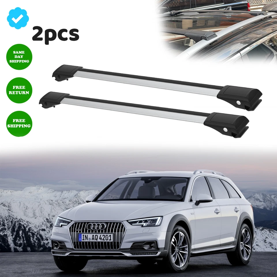 For Audi A4 B8 2008-2016 Allroad Quattro Roof Rack Cross Bars Silver Roof Bar 2x - Image 1 of 4