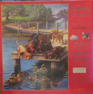 Rompecabezas Sunsout 500+ - ESCUELA DE VERANO - Meger - Perros Patos Cabina Dock - Nuevo Sellado - Imagen 1 de 3