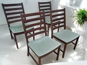 Mid Century Dining Chairs Danish Style Vintage White & Newton Solid Teak x 4 - Picture 1 of 16