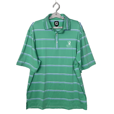 FootJoy Polo Para Hombre Grande Reloj Águila Club de Golf Logo Rayas Verde Azul Foto 1 de 4
