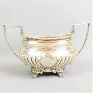Antique Sterling Silver Double Handled Sugar Bowl 8" MADE IN ENGLAND - Picture 1 of 10
