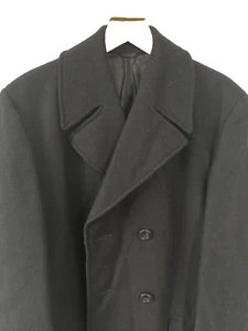 Vtg JAEGER Wool Peacoat Black Overcoat - Picture 1 of 19