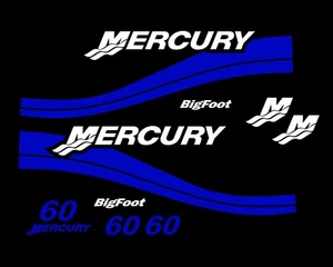 MERCURY 60HP Bigfoot Outboard REMIX Decal Kit Pontoon Fishing Cowling Blue - Bild 1 von 1