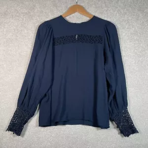M&S Collection Women’s Long Sleeve Blouse Top Lace Detail And Cuffs Size Uk 12 - Picture 1 of 12