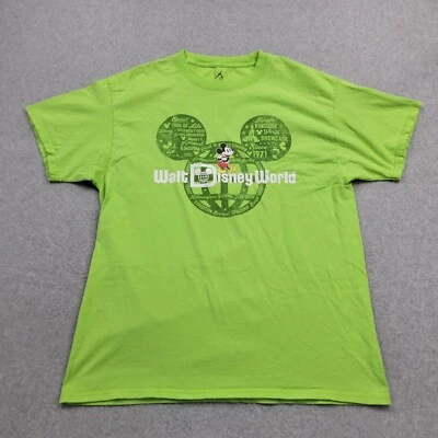 Camisa Mickey Mouse Adulto L Verde Branca Epcot Parque Temático Walt Disney World Masculina - Imagem 1 de 4