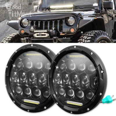 2x Für Jeep Wrangler JK TJ LJ 7'' LED Scheinwerfer Abblendlicht Fernlicht DOT - Bild 1 von 4