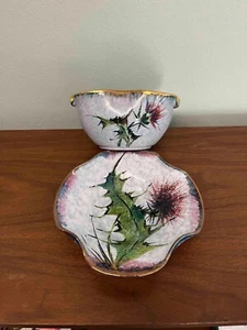 Vintage Italy Pottery Dish and Bowl With a Cactus Flower Design - Foto 1 di 13