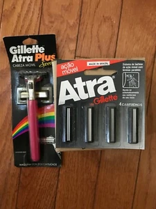48 GILLETTE ATRA Cartridges  No Lubricant Strip & ATRA Plus Razor Made in Brazil - Picture 1 of 4