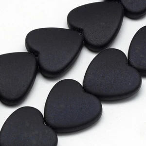 4 Large Heart Beads 20mm Rubberized Acrylic Black Valentine's Jewelry Supply - Picture 1 of 1