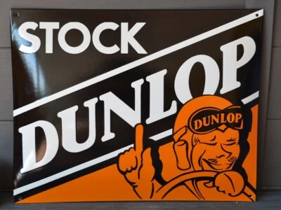 Plaque émaillée DUNLOP stock pneus enamel sign   - Photo 1/4