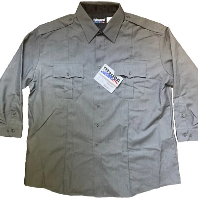 NEW Blauer Shirt Mens Size 18.5 Button Down 33” Tactical Police Grey Uniform NWT Foto 1 de 4
