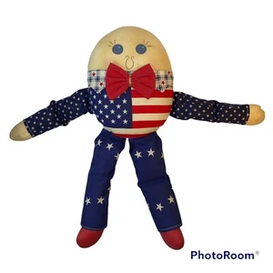 Peluche vintage fatto a mano Mr Humpty Dumpty Patriotic America stelle e strisce 15" - Foto 1 di 5