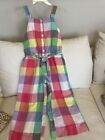 Girls 8 M Gap Kids Plaid Cotton Jump Suit lined Green Yellow Pink New W Tags NEW