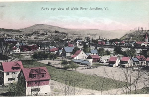 Vintage White River Junction Vermont Vogelperspektive Green Mountain Postkarte - Bild 1 von 3