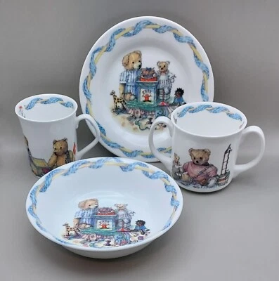 Queen's China Colour Box, Tales of Teddies Breakfast Set, 2X Mugs, Plate & Bowl. - Image 1 of 4