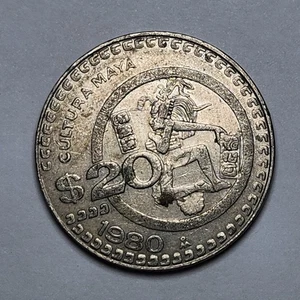 1980-84 20 PESOS MEXICANO CULTURA MAYA COIN - Picture 1 of 2