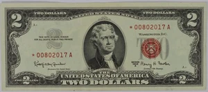 1963 A $2 Dollar Bill Red Seal STAR Note Ch AU - Picture 1 of 2