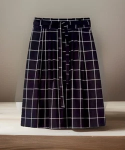 PAUL SMITH Wool Blend Crepe Navy Check Pleated Skirt. Size 40 / 6-8 AUS. GUC - Picture 1 of 12