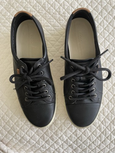 Scarpe basse donna Ecco Soft 7 nere in pelle marrone chiaro stringate US 9