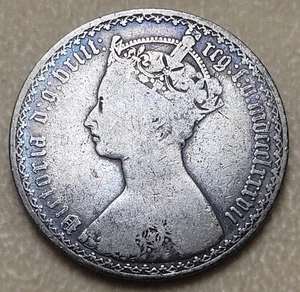 Reino Unido Gran Bretaña 1887 Victoria Florín Gótico MDCCCLXXXVII Original Antiguo Gabinete Tonificación - Imagen 1 de 2