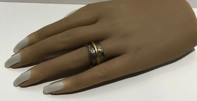 Anillo vintage de plata de ley 925 y anillo de latón con banda giratoria talla 8,5-8,75 Foto 1 de 4