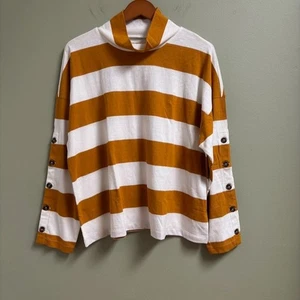 Madewell Damen Rollkragen gestreift Knopfleiste Größe XL Rich Amber Preppy - Bild 1 von 12