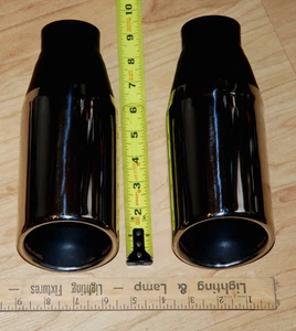 ZPET 006? 8.5" PAIR OF CHROMED HEAVY DUTY SLASHED EXHAUST TIPS NICE !! - Picture 1 of 10