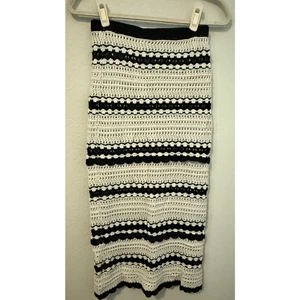 Sincerely Jules Crochet Knit Skirt Black White Stripe Midi Boho Summer Size S - Picture 1 of 6