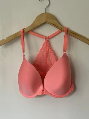 Sujetador Victoria's Secret Demi Cierre Frontal Encaje Espalda Corredora Acolchado Con Aros Talla 34DD Foto 1 de 4